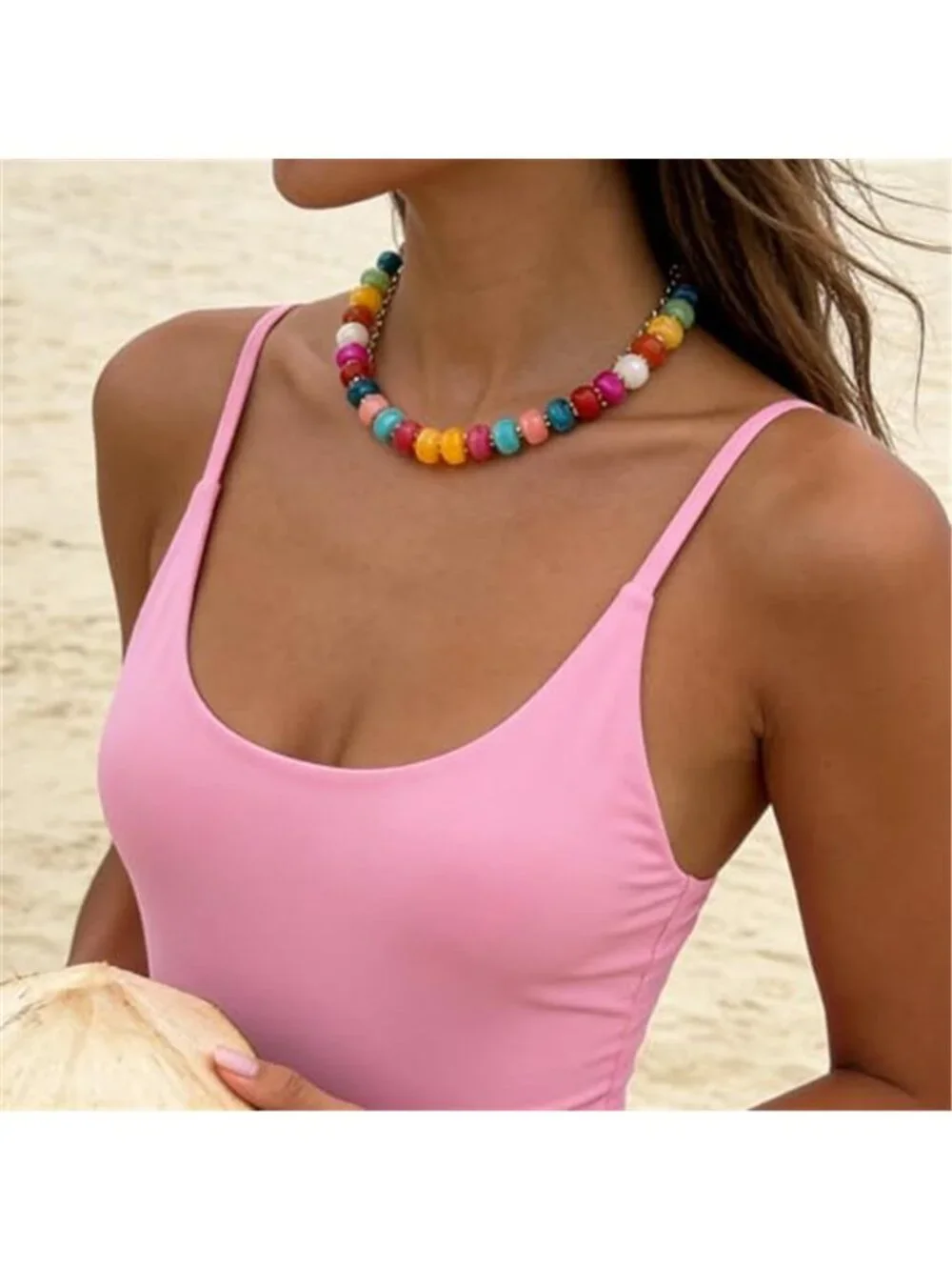 Chunky Boho Beaded Necklace Colorful